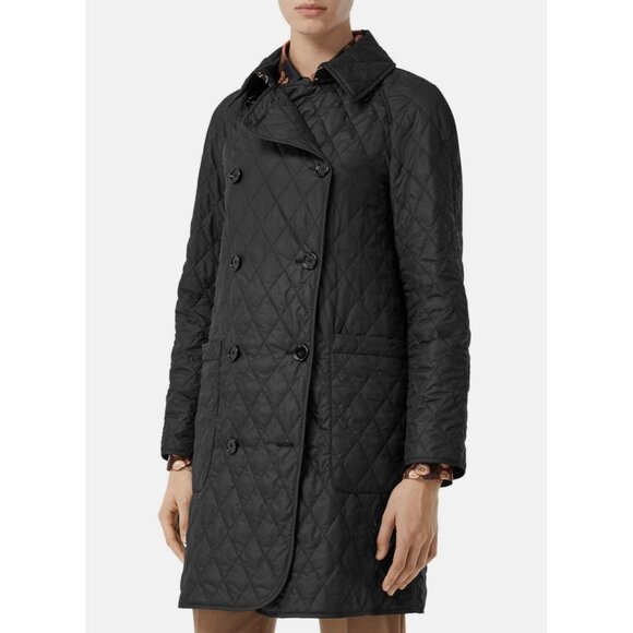 Burberry Women's Tything Diamond Quilted Double Breasted Coat M - Picture 11 of 11